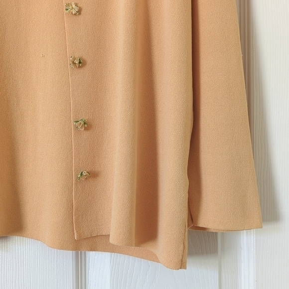 Studio 1 Y2K Vintage Thin Silky Floral Embellished Open Front Cardigan Peach 12 - Picture 8 of 11